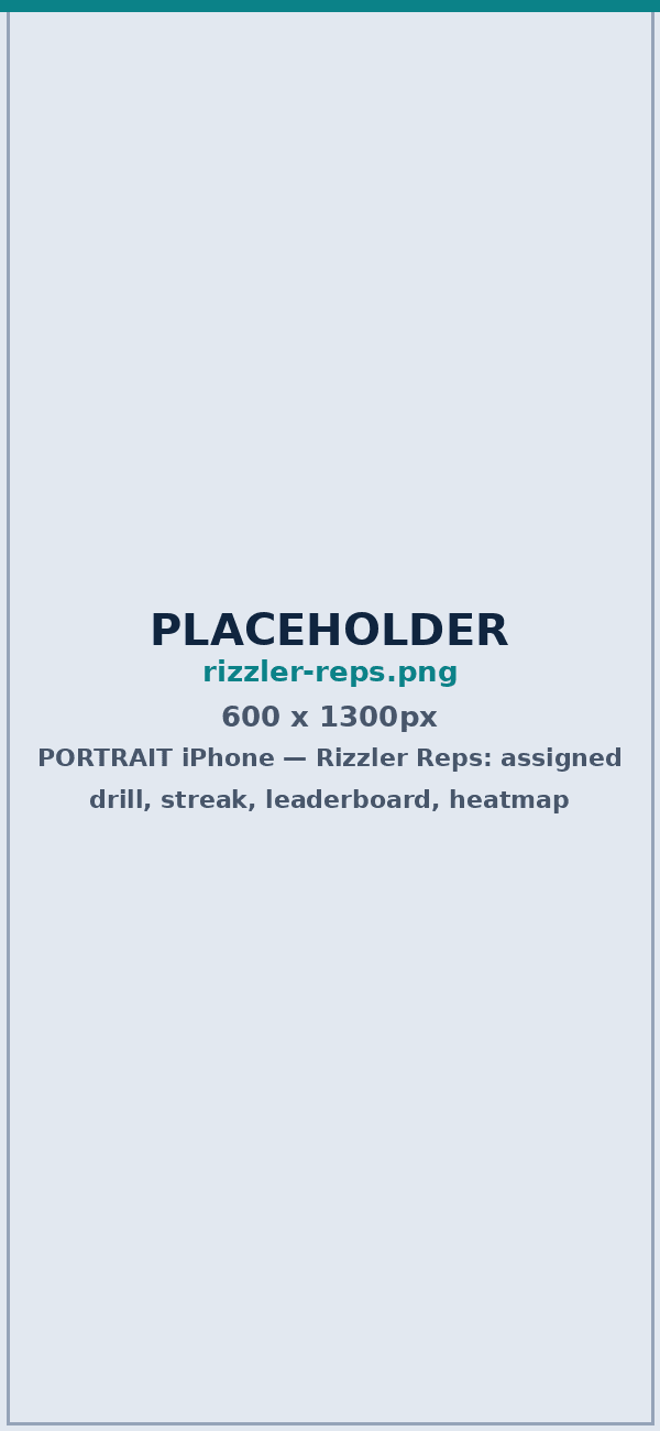 Rizzler Reps player app showing an assigned drill, a streak, and a leaderboard