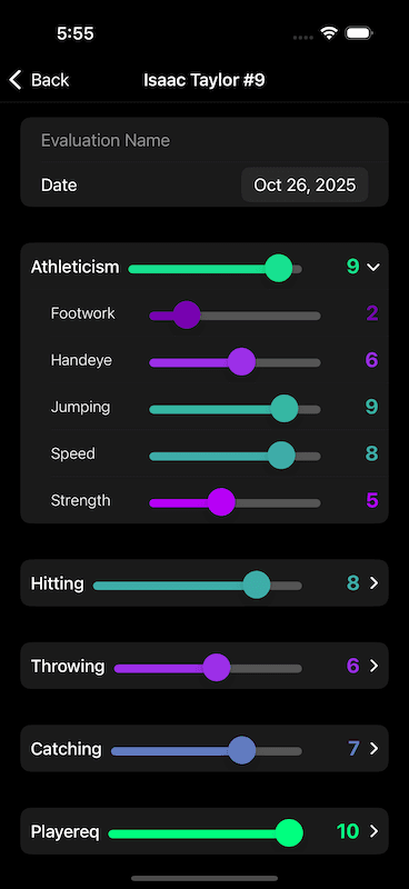 Evaluate players on your phone, not on paper.