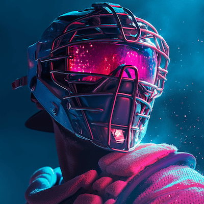 Baseball catcher in neon