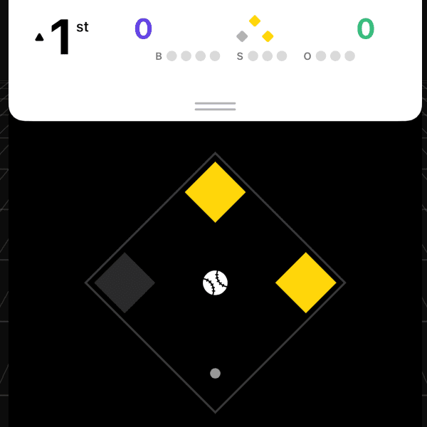 Rizzler scoring interface on iPhone showing at-bat result options during a live game