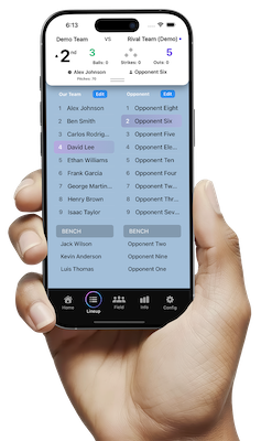Phone showing batting stats